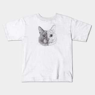 Cat draw with scribble art style Kids T-Shirt